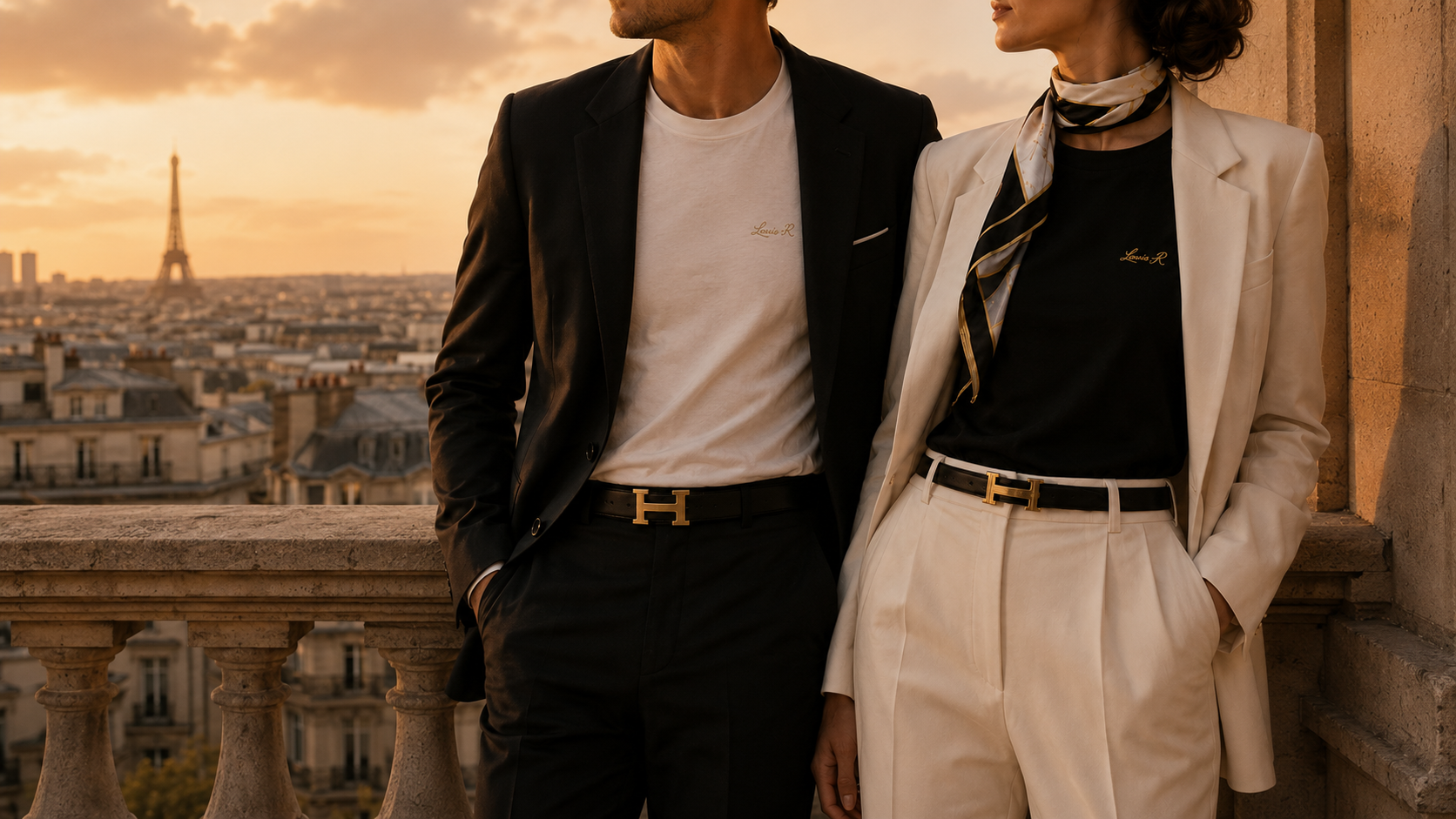 Louis.R_t shirt premium homme et femme, campagne publicitaire sur les hauteurs de Paris.